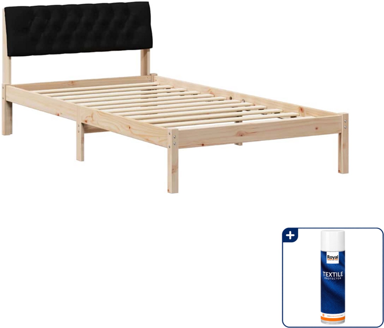 vidaXL Bedframe - 100 x 200 cm - massief grenenhout - bruin en zwart - Inclusief textielbeschermer 500 ml
