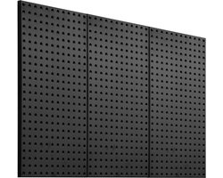 Wandrek - Metalen Pegboard - 3 Panelen - Zwart