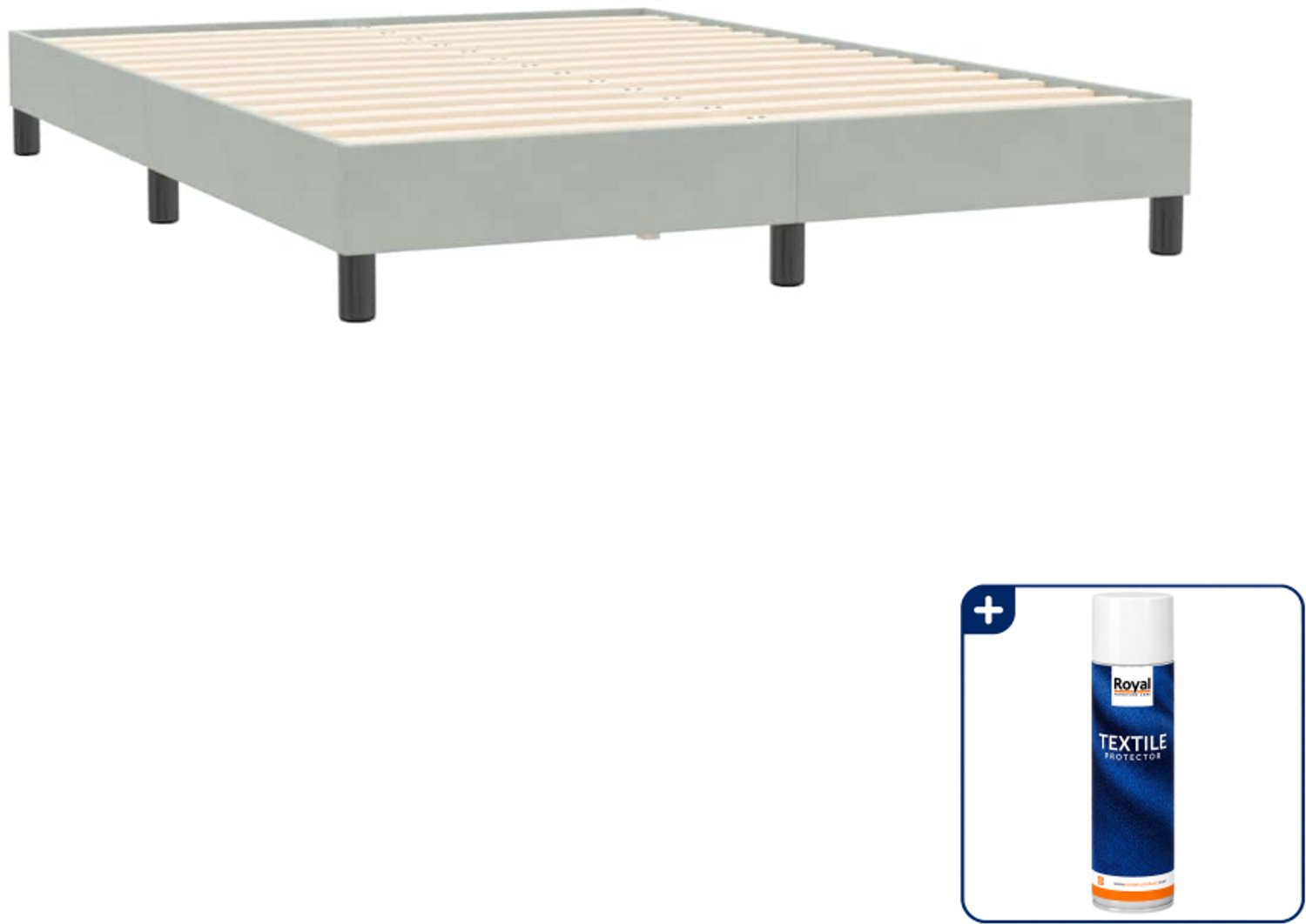 vidaXL Bedframe Small double 140 x 210 cm - fluweel - lichtgrijs - Inclusief textielbeschermer 500 ml