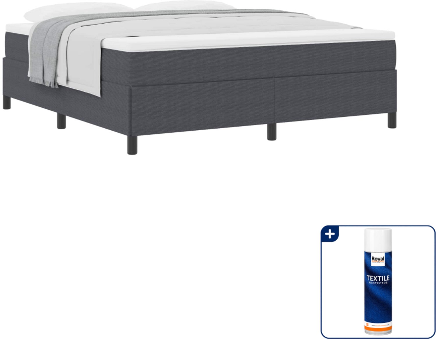 vidaXL Kingsize bedframe 180 x 200 cm - donkergrijs - Inclusief textielbeschermer 500 ml