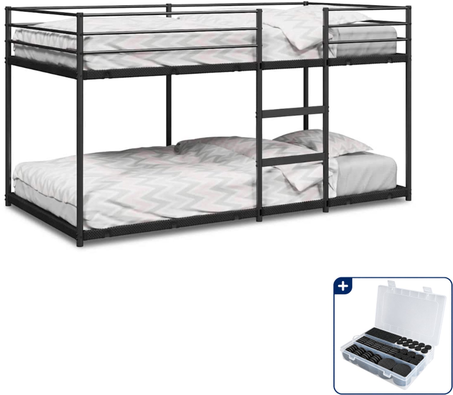 vidaXL stapelbed - 100 x 200 cm - staal - zwart - Inclusief antikrasvilt 177-delig