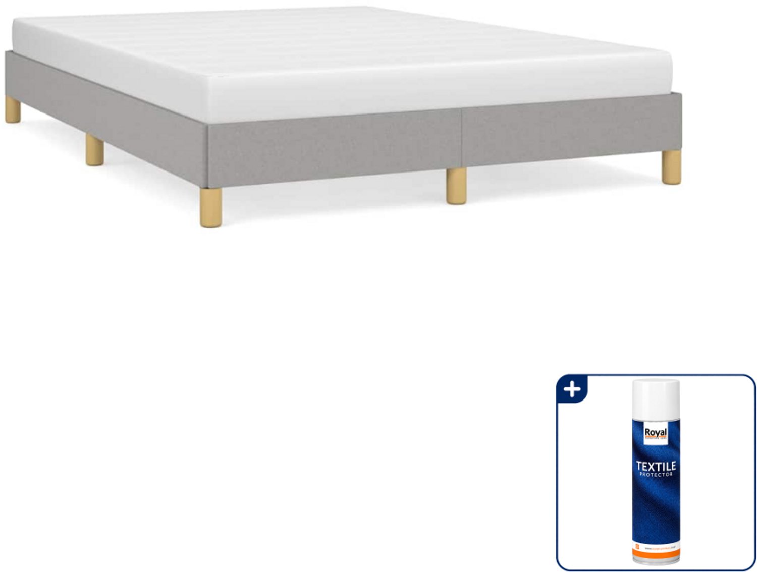 vidaXL bedframe - Queensize - 160 x 200 cm - stof - lichtgrijs - Inclusief textielbeschermer 500 ml