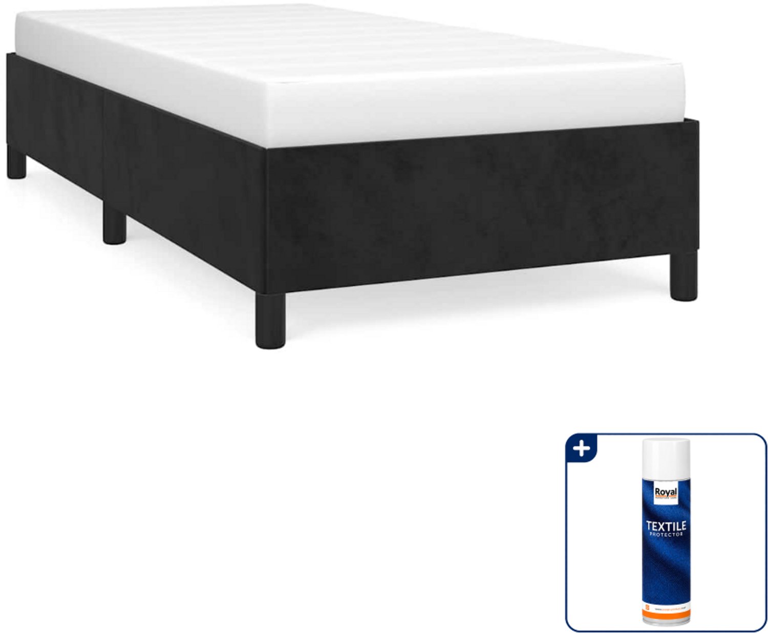 vidaXL Bedframe - 80 x 200 cm - fluweel - zwart - Inclusief textielbeschermer 500 ml