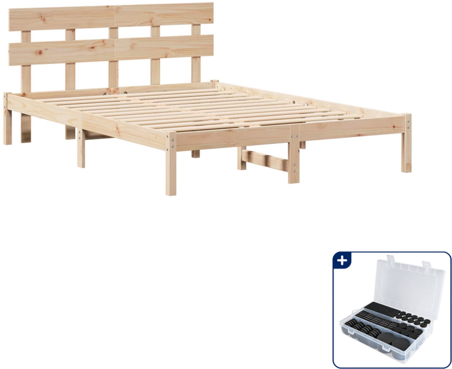 vidaXL bedframe - Small double - 140 x 200 cm - bruin - Inclusief antikrasvilt 177-delig