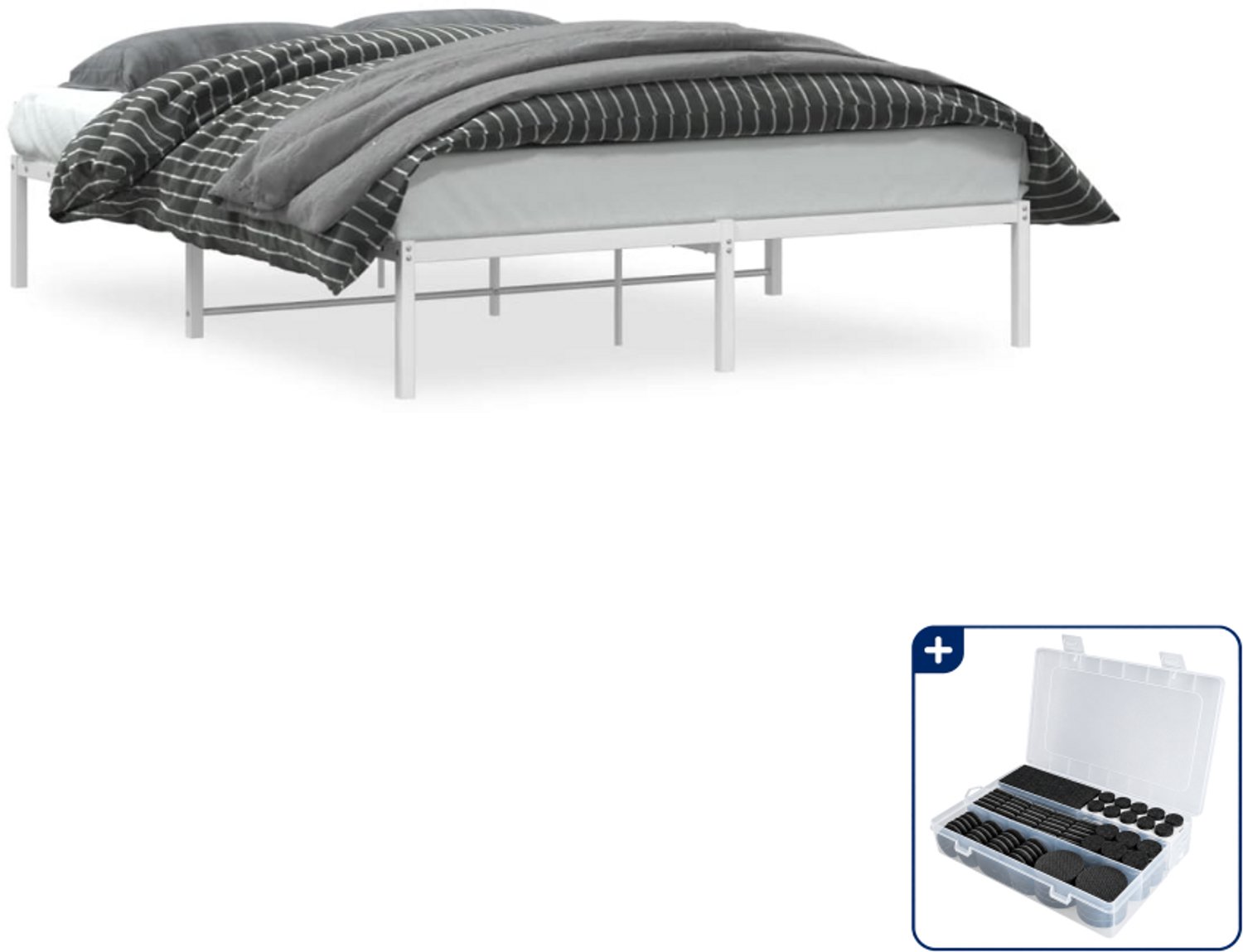 vidaXL bedframe - Queensize - 160 x 200 cm - wit - Inclusief antikrasvilt 177-delig