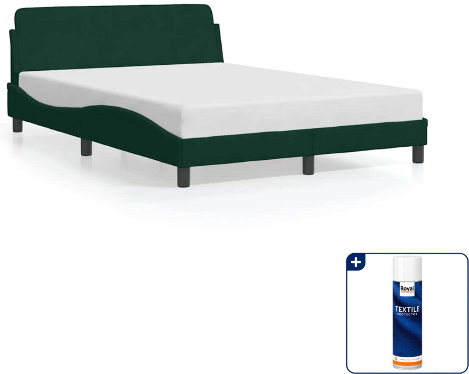 vidaXL bedframe Dover 140 x 190 cm - fluweel - donkergroen - Inclusief textielbeschermer 500 ml