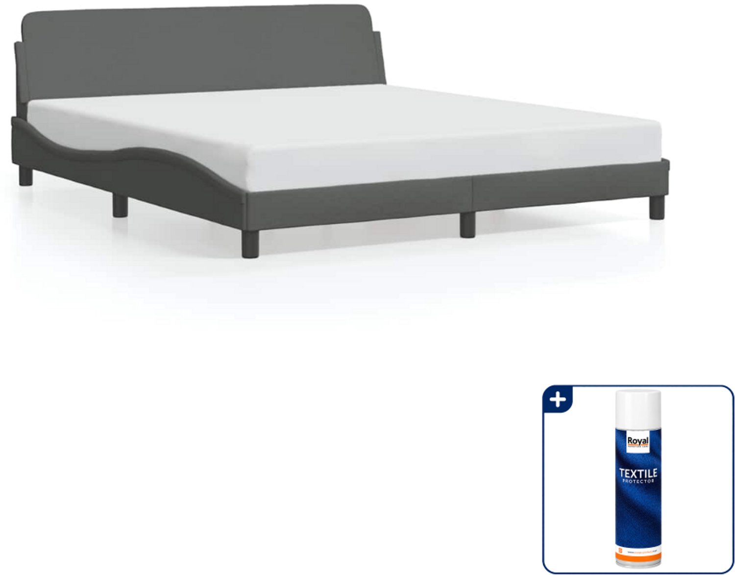 vidaXL Bedframe Dover - 183 x 213 cm - donkergrijs - Inclusief textielbeschermer 500 ml