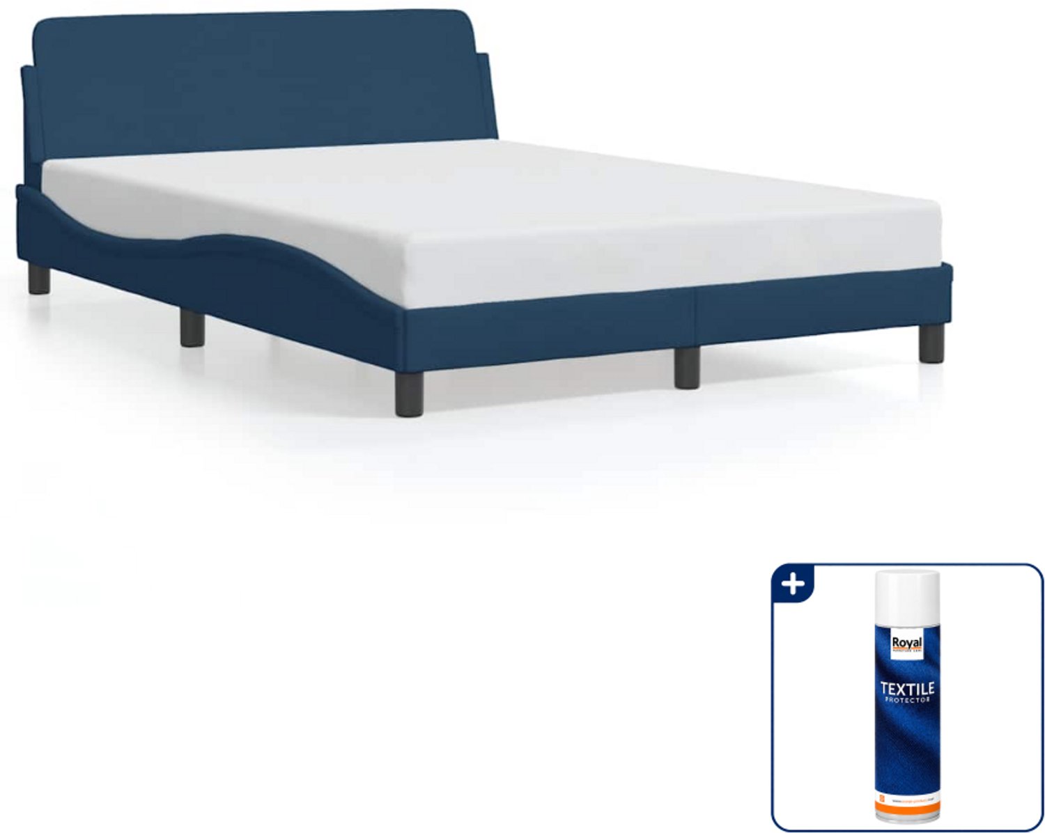 vidaXL Bedframe Dover 120 x 200 cm - stof - blauw - Inclusief textielbeschermer 500 ml
