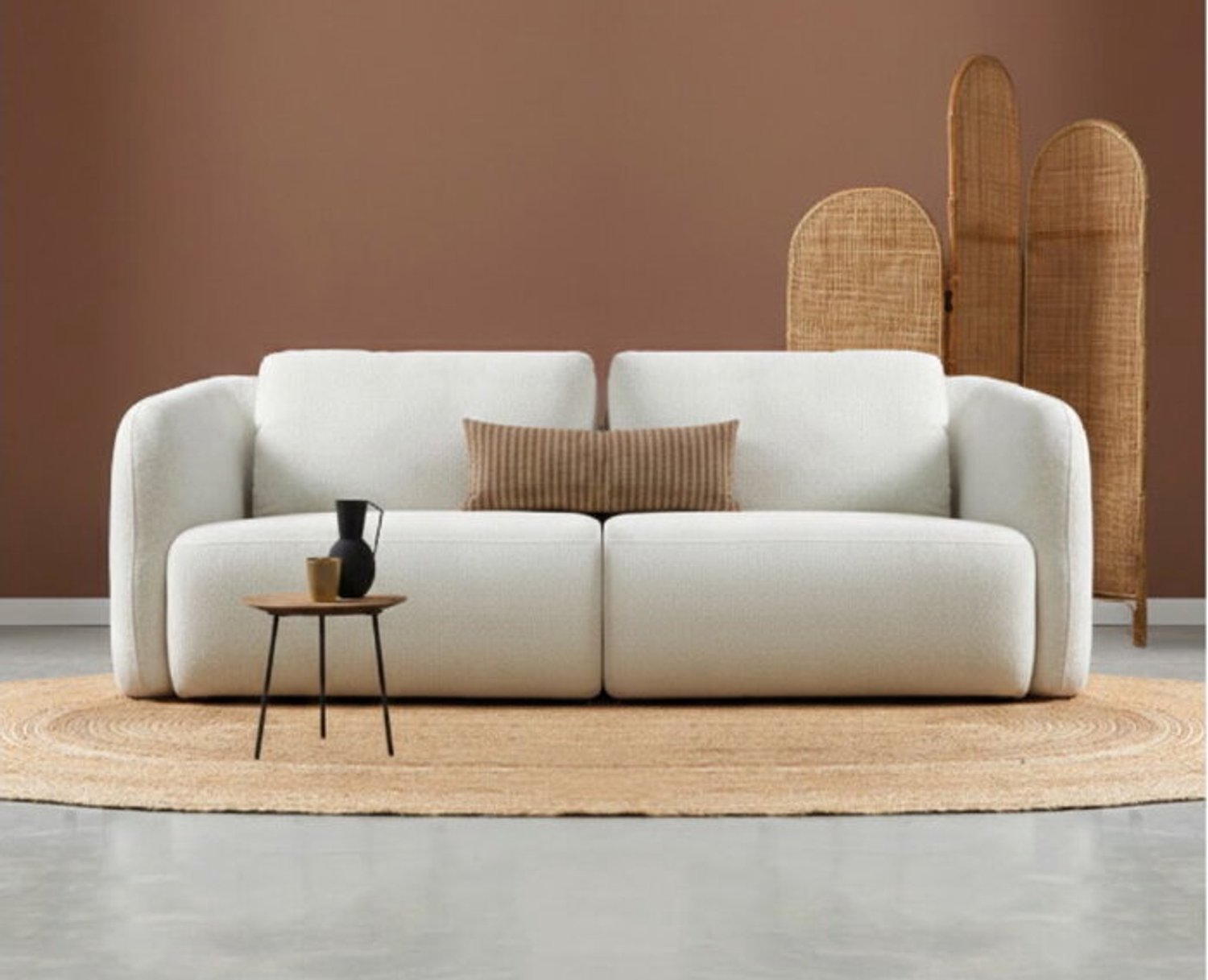 PEPP Interiors CLOUD 3-zitsbank ronde vormen - stof Raven 22 beige - 235x96x84 cm