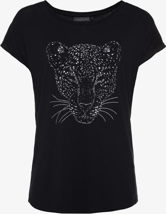 Jazlyn dames T-shirt met tijgerkop - Zwart - Maat XXL | bol.com
