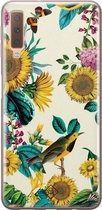 Samsung A7 2018 hoesje siliconen - Zonnebloemen / Bloemen | Samsung Galaxy A7 2018 case | geel | TPU backcover transparant