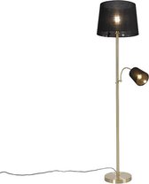 QAZQA retro - Klassieke Vloerlamp | Staande Lamp  met leeslamp - 1 lichts - H 1597 mm - Goud/messing -  Woonkamer | Slaapkamer