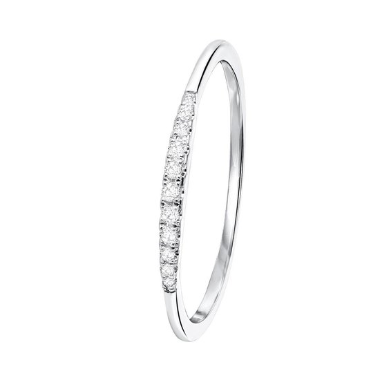 Lucardi - Dames Ring met 11 diamanten (0,06ct) - Ring - Cadeau - 14 Karaat  Goud - Witgoud | bol.com