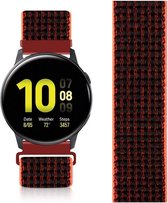 Nylon Smartwatch bandje - Geschikt voor  Samsung Galaxy Watch Active nylon band - zwart/rood - Horlogeband / Polsband / Armband