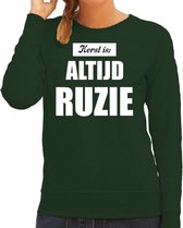 Groene foute Kersttrui / sweater - Kerst is altijd ruzie - dames - Kerstkleding / Christmas outfit XS