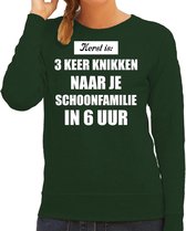 Groene foute Kersttrui / sweater - Kerst is 3 keer knikken naar schoonfamilie - dames - Kerstkleding / Christmas outfit XS