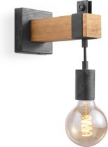 Home Sweet Home - Vintage Wandlamp Denton - Muurlamp gemaakt van hout - Antraciet - 20/10/23cm - wandlamp geschikt voor woonkamer, slaapkamer- geschikt voor E27 LED lichtbron
