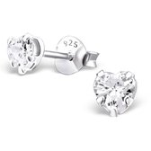 Aramat jewels ® - Oorbellen hart 925 zilver kristal transparant 4mm
