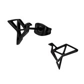 Aramat jewels ® - Oorbellen origami vogel zweerknopjes zwart chirurgisch staal 9mm
