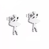 Aramat jewels ® - Oorbellen zweerknopjes ballerina zilverkleurig chirurgisch staal 10mm x 6mm