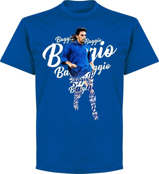 Roberto Baggio Italië Script T-Shirt - Blauw - XXL
