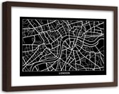 Foto in frame , Plattegrond Londen , 120x80cm , Zwart wit , wanddecoratie
