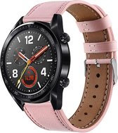 Leer Smartwatch bandje - Geschikt voor  Huawei Watch GT bandje leer - roze - 46mm - Horlogeband / Polsband / Armband