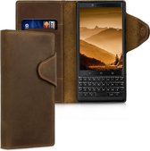 kalibri telefoonhoesje voor Blackberry KEYtwo (Key2) - Hoesje met pasjeshouder en standaard - bruin - Wallet case