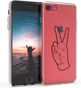 kwmobile telefoonhoesje voor Apple iPhone SE (2022) / SE (2020) / 8 / 7 - Hoesje voor smartphone in zwart / transparant - Handgebaar Peace design