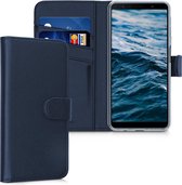 kwmobile telefoonhoesje voor Samsung Galaxy A7 (2018) - Hoesje met pasjeshouder in donkerblauw - Wallet case