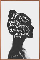 JUNIQE - Poster met kunststof lijst Denken -40x60 /Wit & Zwart