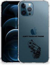 Telefoonhoesje  iPhone 12 | 12 Pro Leuk TPU Backcase met transparante rand Gun Don't Touch My Phone