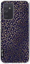 Casetastic Samsung Galaxy A52 (2021) 5G / Galaxy A52 (2021) 4G Hoesje - Softcover Hoesje met Design - Berry Branches Navy Gold Print