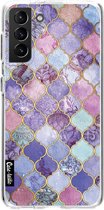 Casetastic Samsung Galaxy S21 Plus 4G/5G Hoesje - Softcover Hoesje met Design - Purple Moroccan Tiles Print