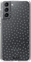 Casetastic Samsung Galaxy S21 4G/5G Hoesje - Softcover Hoesje met Design - Green Hearts Transparant Print