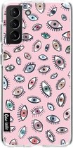 Casetastic Samsung Galaxy S21 Plus 4G/5G Hoesje - Softcover Hoesje met Design - Eyes Pink Print