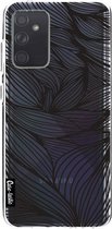 Casetastic Samsung Galaxy A72 (2021) 5G / Galaxy A72 (2021) 4G Hoesje - Softcover Hoesje met Design - Wavy Outlines Black Print