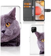 Telefoonhoesje Geschikt voor Samsung Galaxy A42 5G Flipcover Case Kat