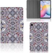 Foto Hoesje Geschikt voor Samsung Galaxy Tab S6 Lite | Tab S6 Lite 2022 Hoesje met Magneetsluiting Flower Tiles