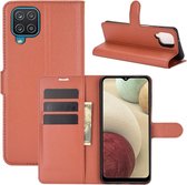 Book Case - Samsung Galaxy A12 Hoesje - Bruin