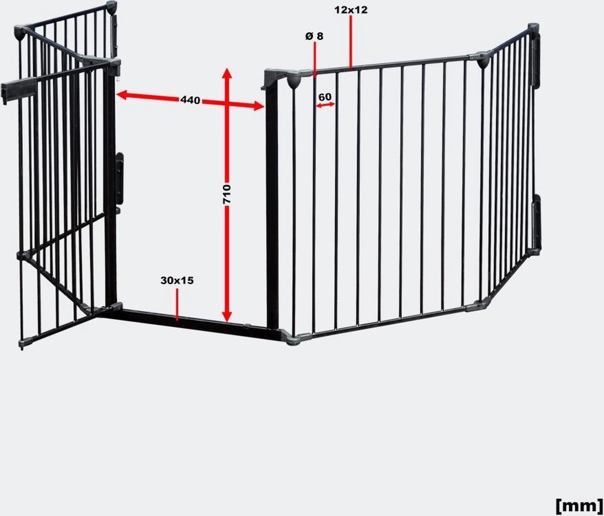 Écran de cheminée XL - Clôture de poêle - Clôture de sécurité pour poêle  avec porte 