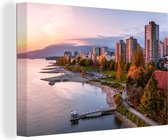 Canvas Schilderij Skyline van Vancouver in Canada - 60x40 cm - Wanddecoratie