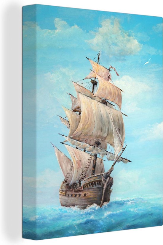 Poster Dessin d'enfant d'un bateau pirate - 60x80 cm