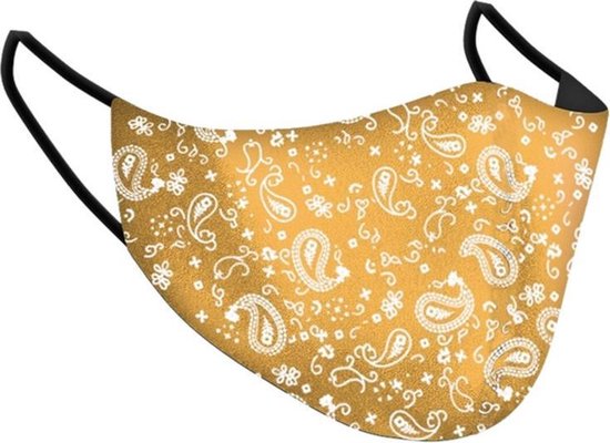 Paisley Bloemen Kerst Patroon Mondkapje  Herbruikbaar gezichtsmasker wasbaar en verstelbaar gezichtsmasker - Unisex (oranje)