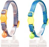 Duvo+ Kattenhalsband retro bollen nylon kleur lichtblauw 20-30cm / 10mm, LET OP PER STUK, ALLEEN DE KLEUR LICHT BLAUW WORD GELEVERD !!