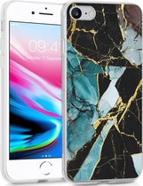 iMoshion Hoesje Geschikt voor iPhone SE (2022) / SE (2020) / 8 / 7 / 6s / 6 Hoesje Siliconen - iMoshion Design hoesje - Zwart / Meerkleurig / Blauw / Shattered Blue Marble