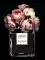 Glasschilderij metal - Chanel Parfum flesje - 60x80 cm - Wanddecoratie