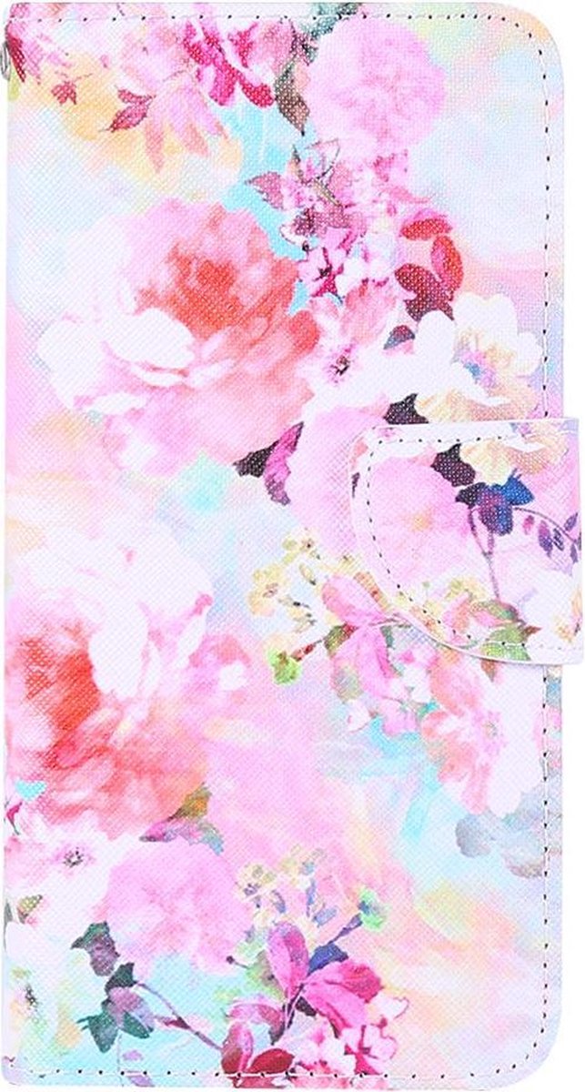 Shop4 - Geschikt voor Samsung Galaxy A11 Hoesje - Wallet Case Kleurrijke Bloemen