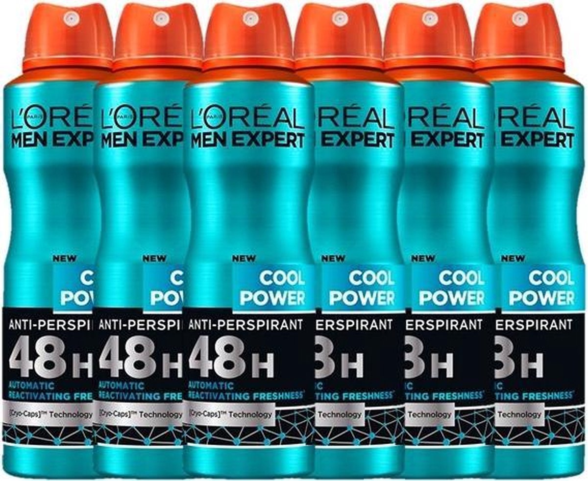 L’Oréal Paris Men Expert Cool Powder Deodorant Spray - 6 x 150 ml - L’Oréal Paris Men Expert