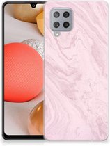 Smartphone hoesje Geschikt voor Samsung Galaxy A42 Leuk Hoesje Marble Pink